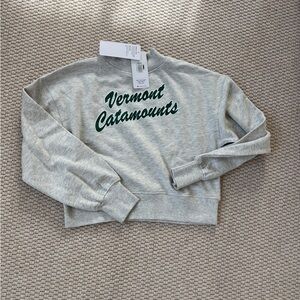 Vermont Catamounts Gray Cropped Crewneck Sweatshirt